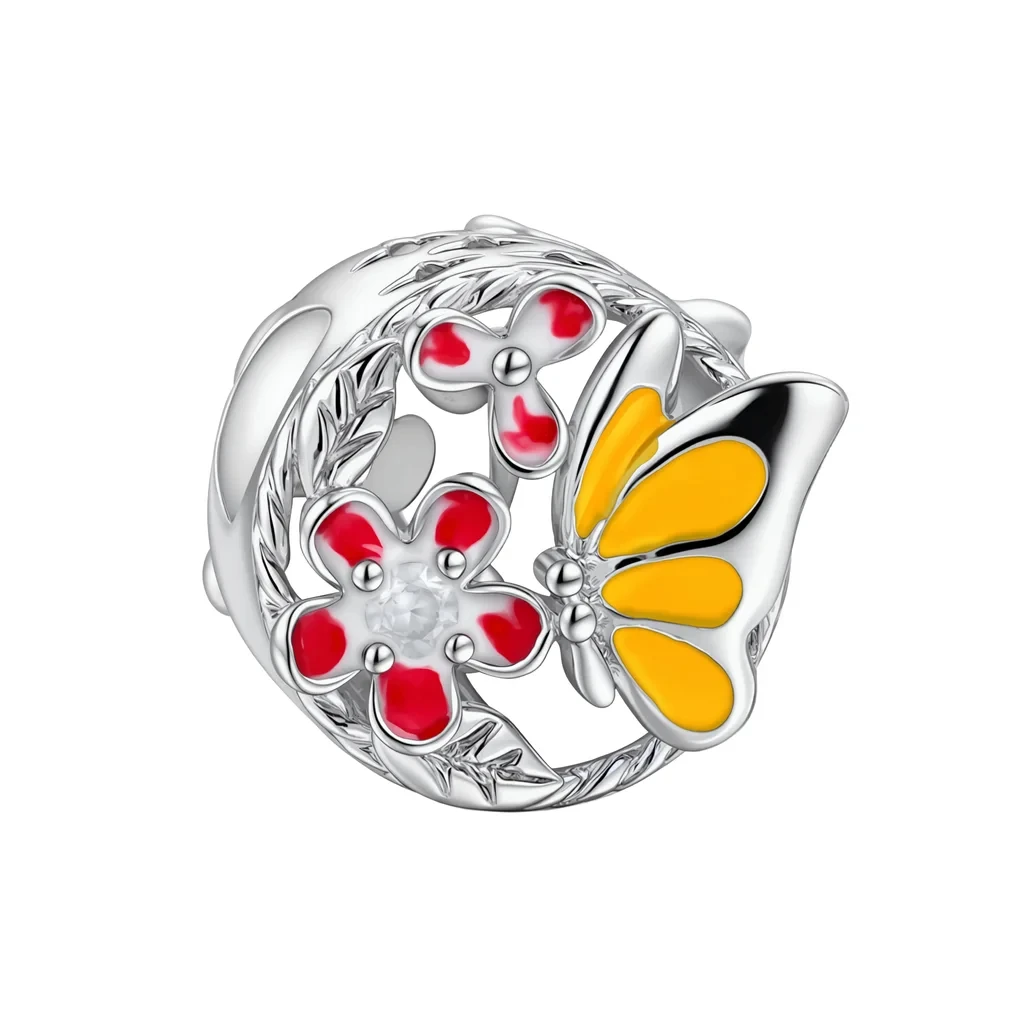 Hot Sale Original Charms Bead 925 Sterling Silver Swallow Firefly Plant Insect Mushroom Fit Bangle Bracelet Necklace DIY Jewelry