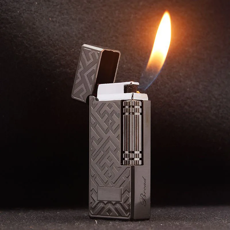 

Gas Lighter Butane Sideslip Grinding Wheel Cigarette Accessories Visible Gas Lighter Outdoor Barbecue Kitchen Cigar Men's Gifts