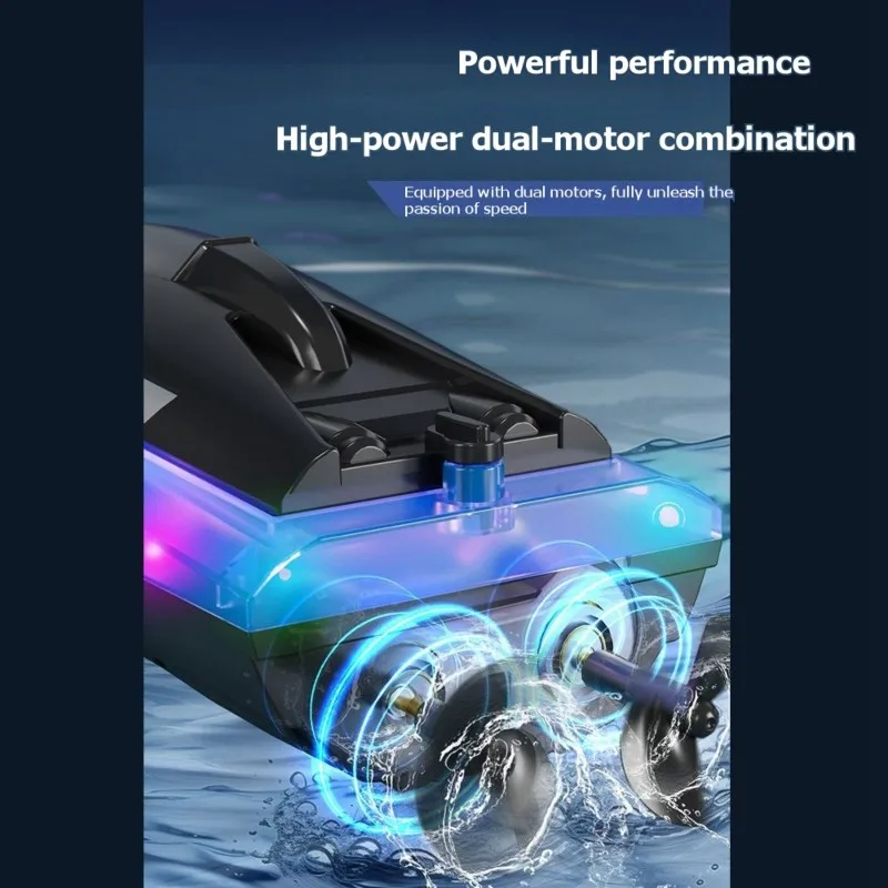 RC Boat For Kids, 2.4Ghz Remote Control, LED Light Powered Water Boat For Ages 8-12, Suitable For Pools& Lakes