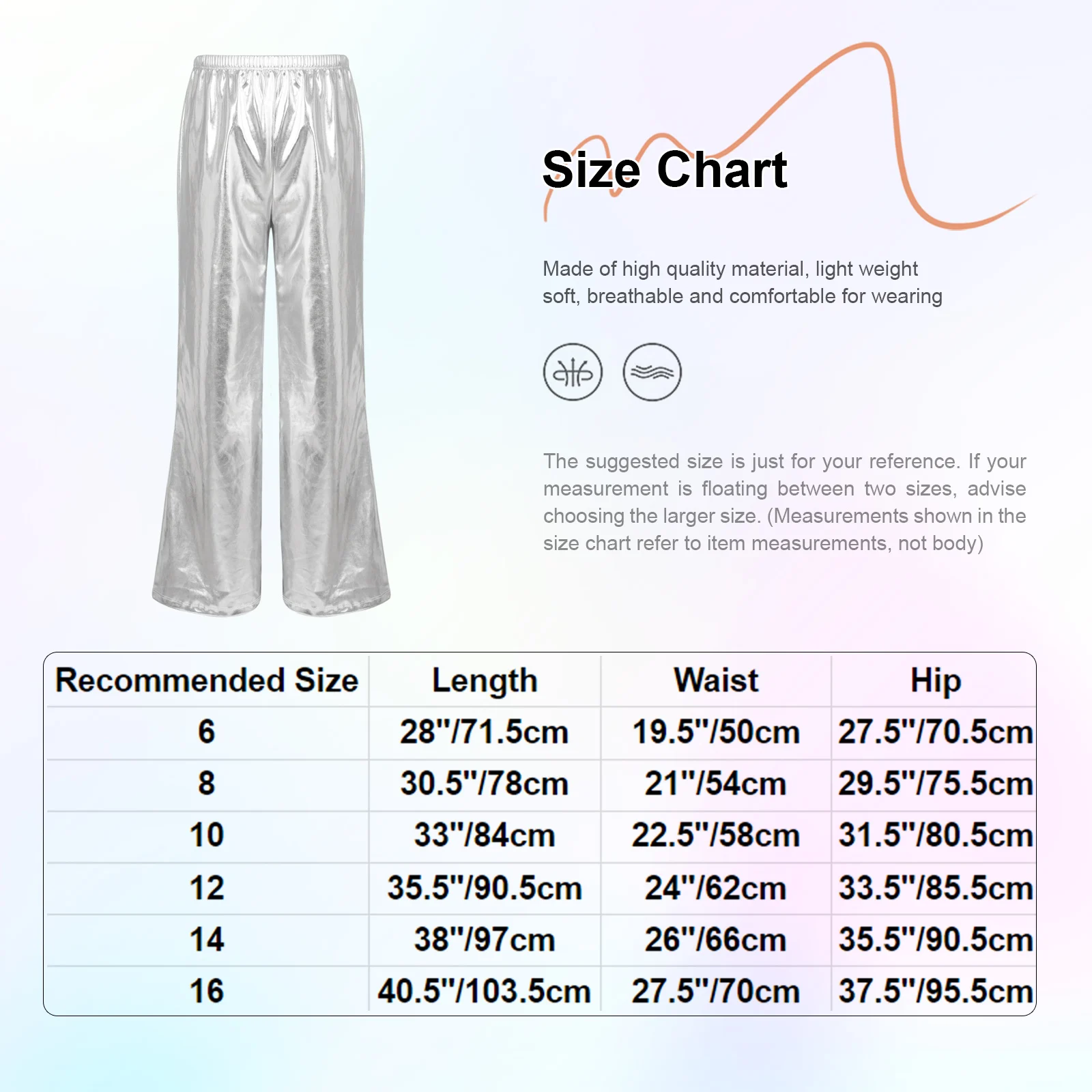 Kids Girls Boys Retro Hippie Disco Dance Pants Metallic Bell Bottoms Flare Pants Halloween Cosplay Stage Performance Costume