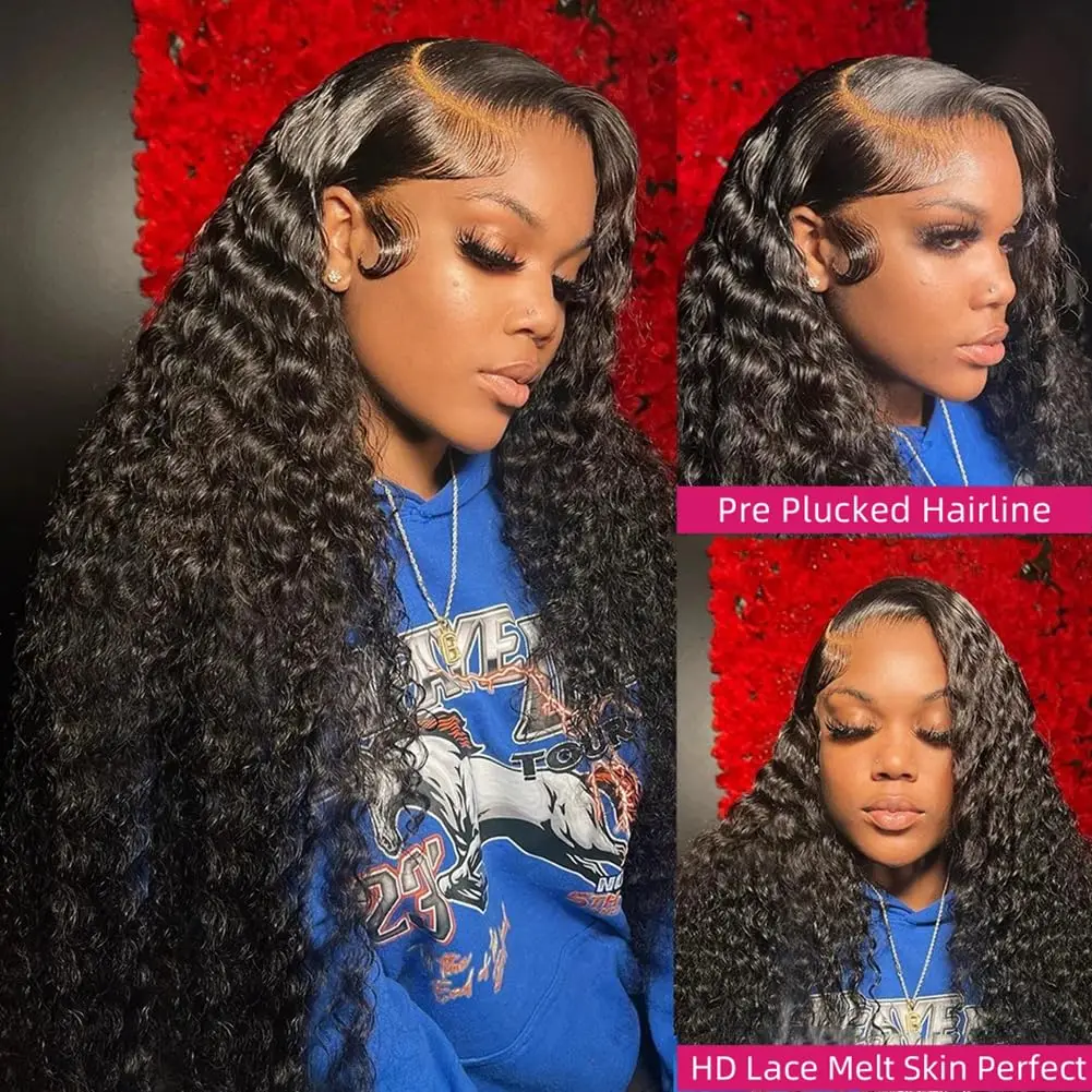 36inch Water Wave Curly Lace Frontal Wigs 13x4 13x6 HD Deep Wave Lace Frontal Wig 4x4 Full Human Hair Wigs For Women On Sale