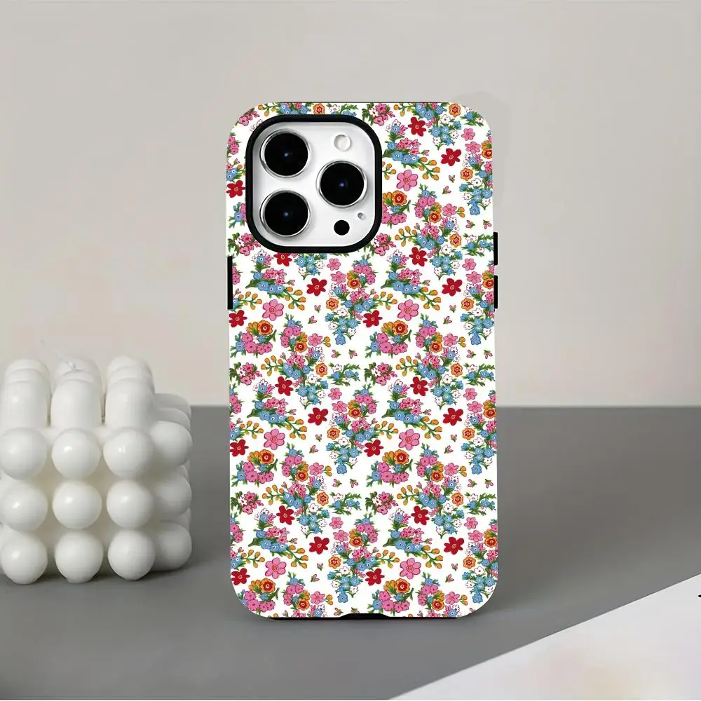 Full screen small floral 2-in-1 phone case suitable for iPhone 18 17 16 15 14 13 12 11 Pro/Max/Plus anti drop and shockproof
