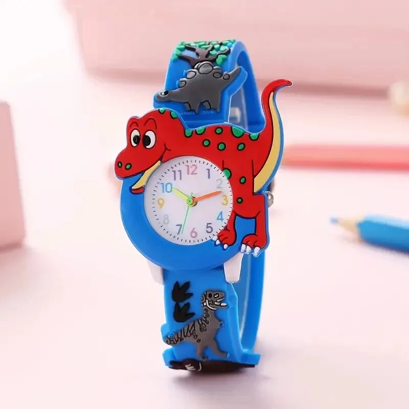 Kids Cartoon 3D Dinosaur Silicone Quartz Watch Student Watch