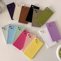 Solid Square Right Angle Silicone Protective Case for IPhone X XS XR 11 12 13 14 Pro Max Plus Minimalist Style Soft Phone Case
