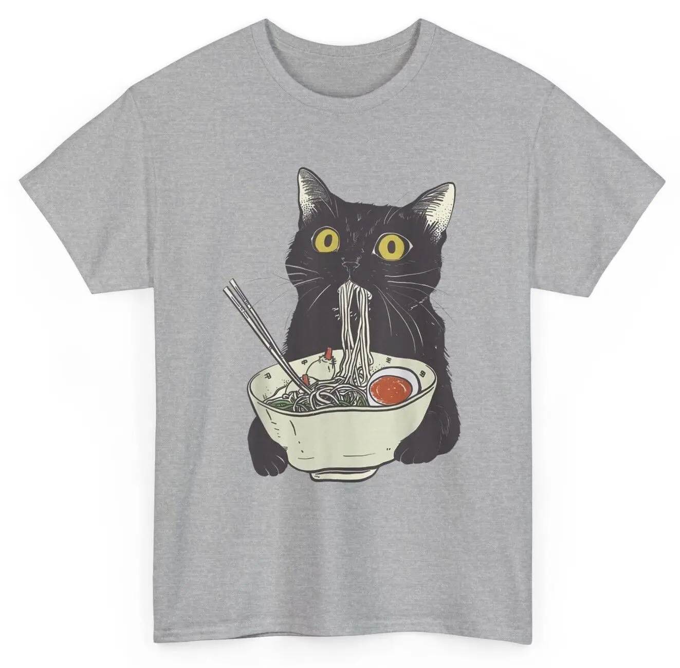 Funny Cat Eating Ramen Vintage Japanese Noodles T-Shirt