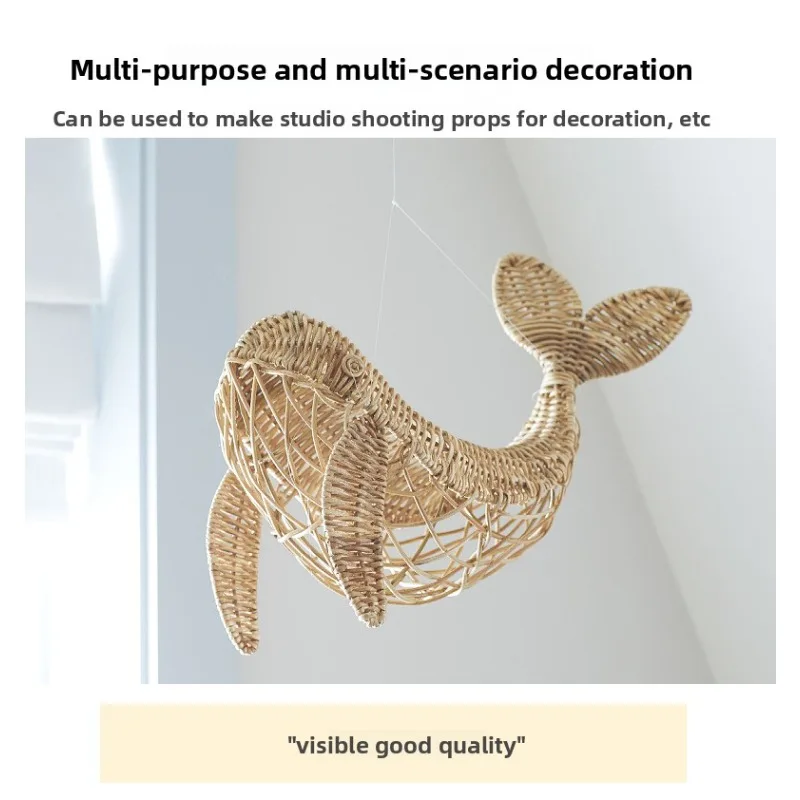 【Must Have】 Articolo per la stanza della balena in rattan intrecciato a mano per la mini accessori decorativi con spedizione gratuita, decorazioni sospese per la camera dei bambini