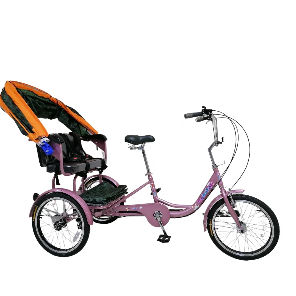 SH-T058 single speed or 6-Speed Man power Tricycle with Baby Seat and Rain Cover custom