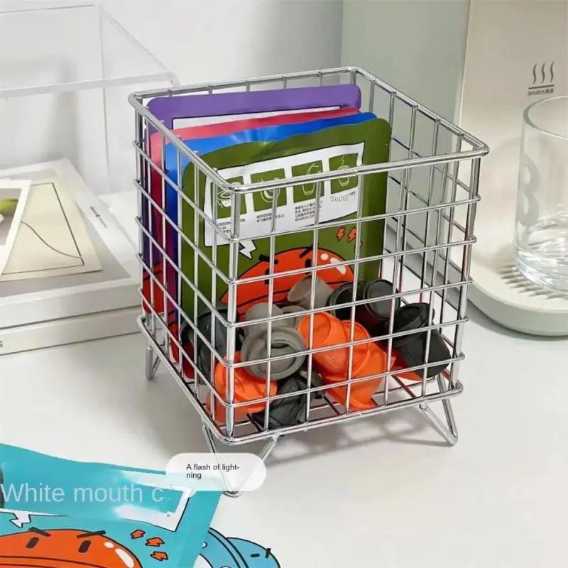 Creative Iron Storage Rack Desktop Book Pen Storage Box Large-Capacity Storage Basket Student Dormitory Sundries Storage Box