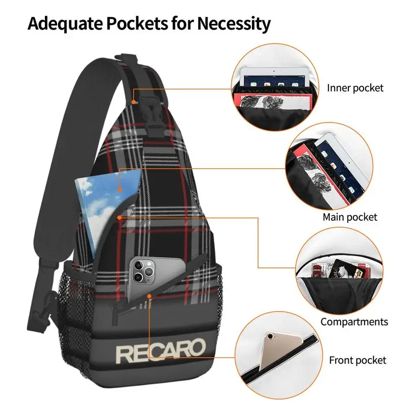 Recaros Logo Sling Chest Bag Mochila bandolera de hombro personalizada para hombres Mochila de viaje