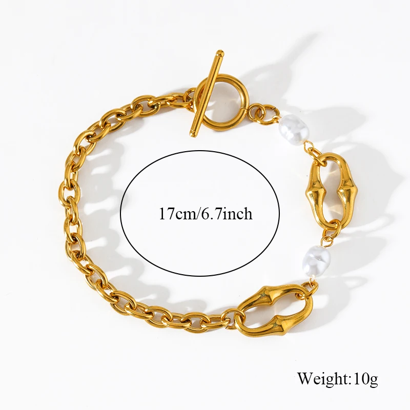 EILIECK 316L Edelstahl Metallperlen Kettenhalskette Armband Set für Damen Neue Mode Wasserdichter Schmuck Urlaubsgeschenk – Detail 7