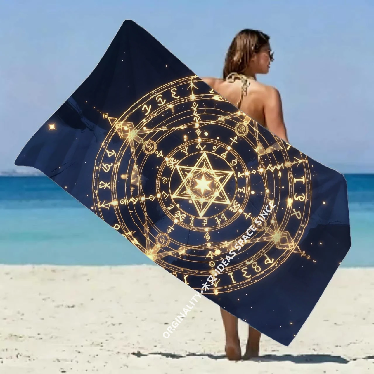 

Mystic Astrology Circle Beach Towel Patterned Sunscreen And Windproof Suitable For Swimming Pool Camping Travel Blanket