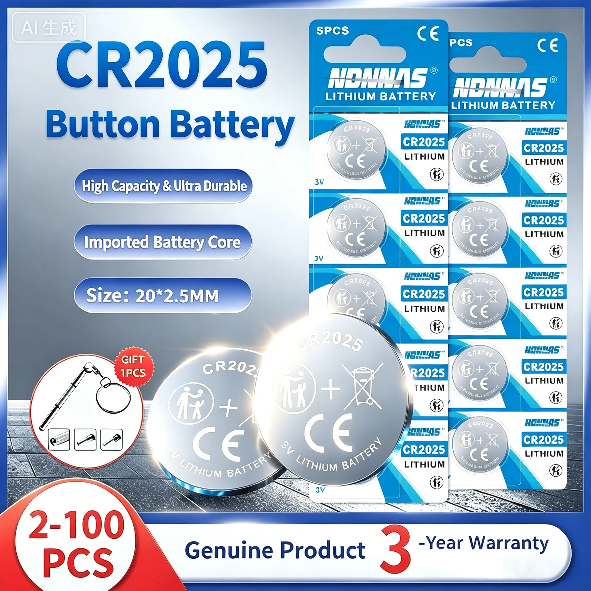 1-100PCS 3V CR2025 Batteries Lithium Button Battery DL2025 BR2025 5003LC LM2025 CR 2025 Watch Batteries for Toys Clock Compute