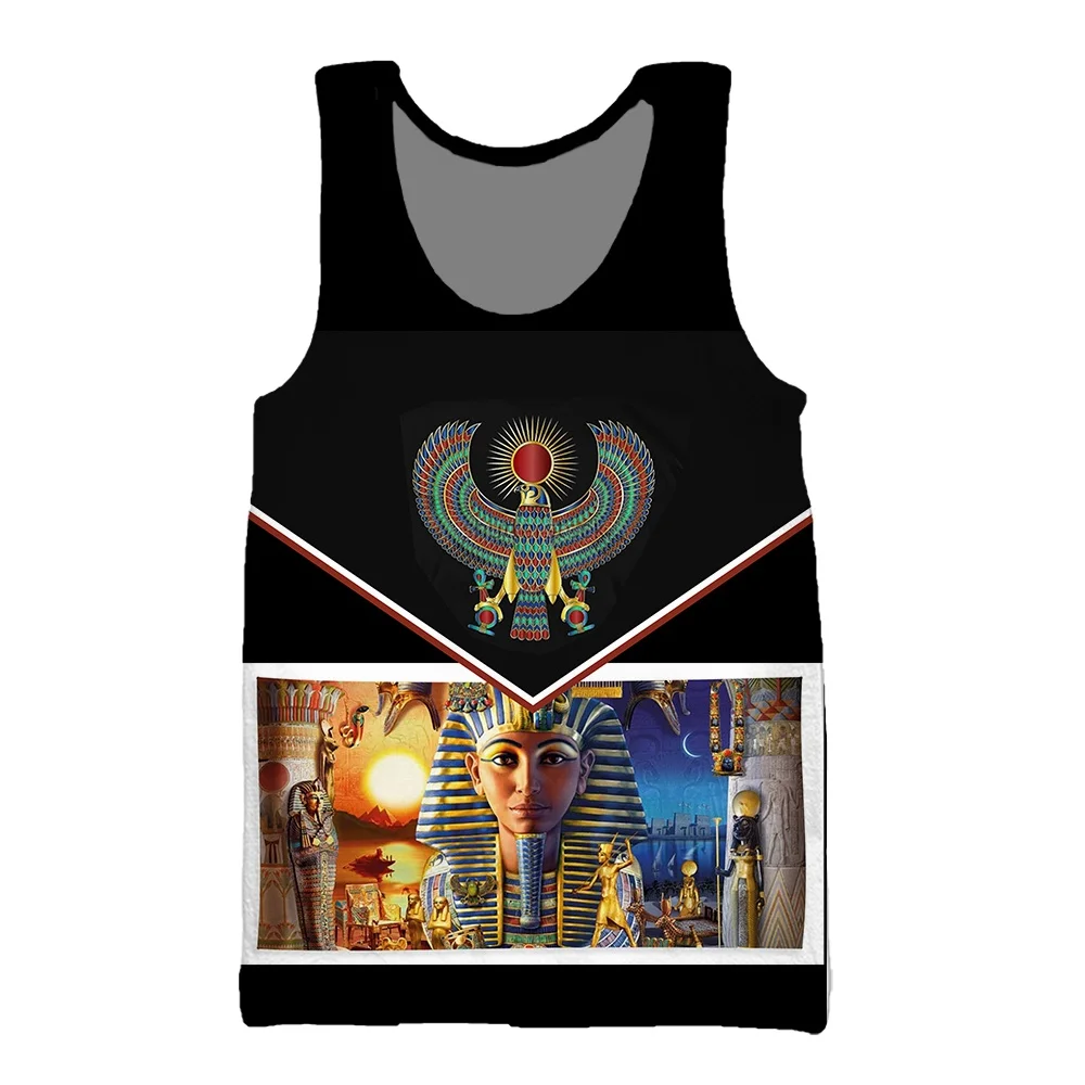 SONSPEE Summer Vintage Ancient Egyptian God Gothic 3D Printing Sleeveless Vest Men Women Gament Pharaoh Oversize Tank Tops