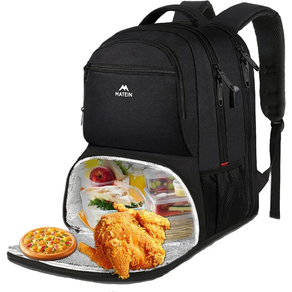 

17 Inch Insulated Cooler Backpack with USB Charging Port, Water Resistant Laptop Bag for Men Work Travel College