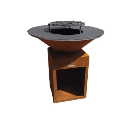 Outdoor Cooking Corten Steel Bbq Grill Pit Charcoal Wood Burning Fired Barbecue Table