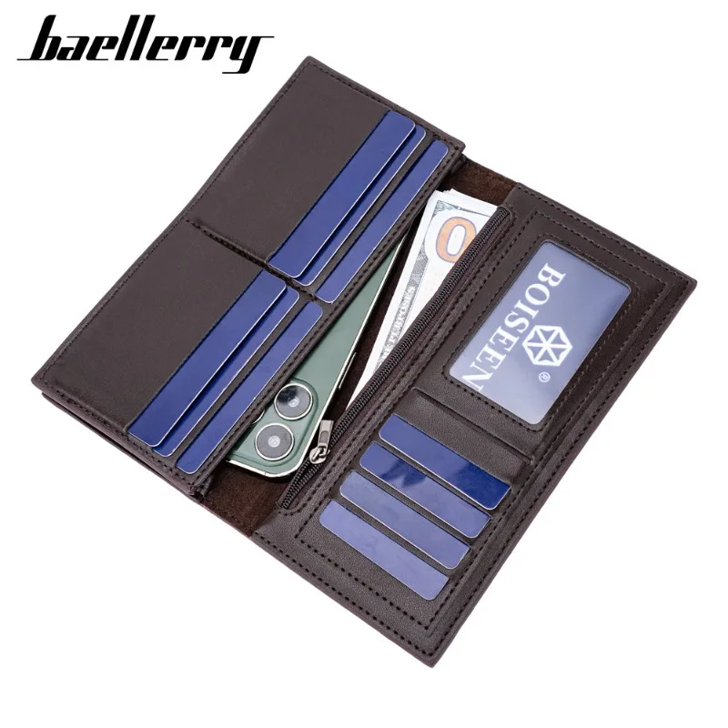 Baellerry RFID PU Leather Men Wallets High Quality Zipper Long Desigh Card Holder Male Purse Vintage Coin Holder for Man