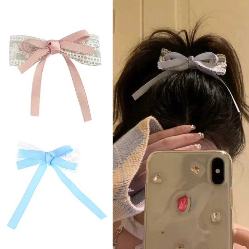 Jepit Rambut Ikatan Simpul Pita Renda Pin Rambut Malas Prancis Aksesori Penataan Rambut Wanita