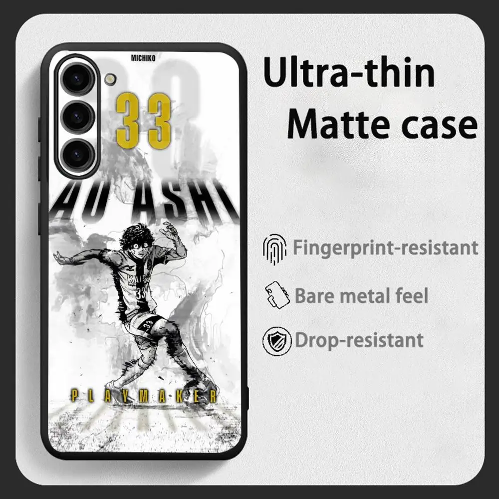 Ao Ashi popular anime pattern design  Phone Case For Samsung Galaxy S26 S25 S24 S23 S22 S21 Plus Ultra Fold A Soft Black