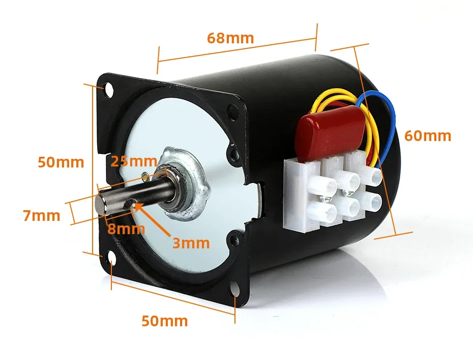 1RPM Center Shaft 7MM 100KG 28W 68KTYZ 220 AC Permanent Magnet Synchronous Motor CW/CCW Metal Geared Slow Speed
