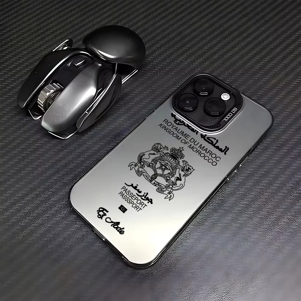 المغرب جواز السفر جراب هاتف آيفون 17 الهواء 16 15 14 13 12 11 برو ماكس XS XR 15Plus 16E 17Pro كاندي ماتي للصدمات الغطاء الخلفي