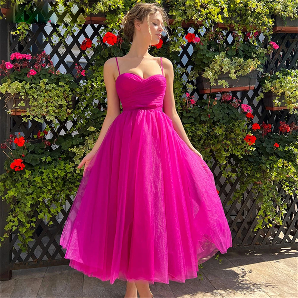 

Super Fairy Wedding Dresses A-line Halter Cascading Mid-Calf Gowns for Bride Bridesmaid Banquet Party