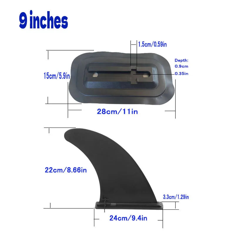 9 Inch Single Surf Fin with Mount Base, Detachable Stand Up Paddle Board Fin, Stable Tracking Replacement Fin for SUP Board view 2