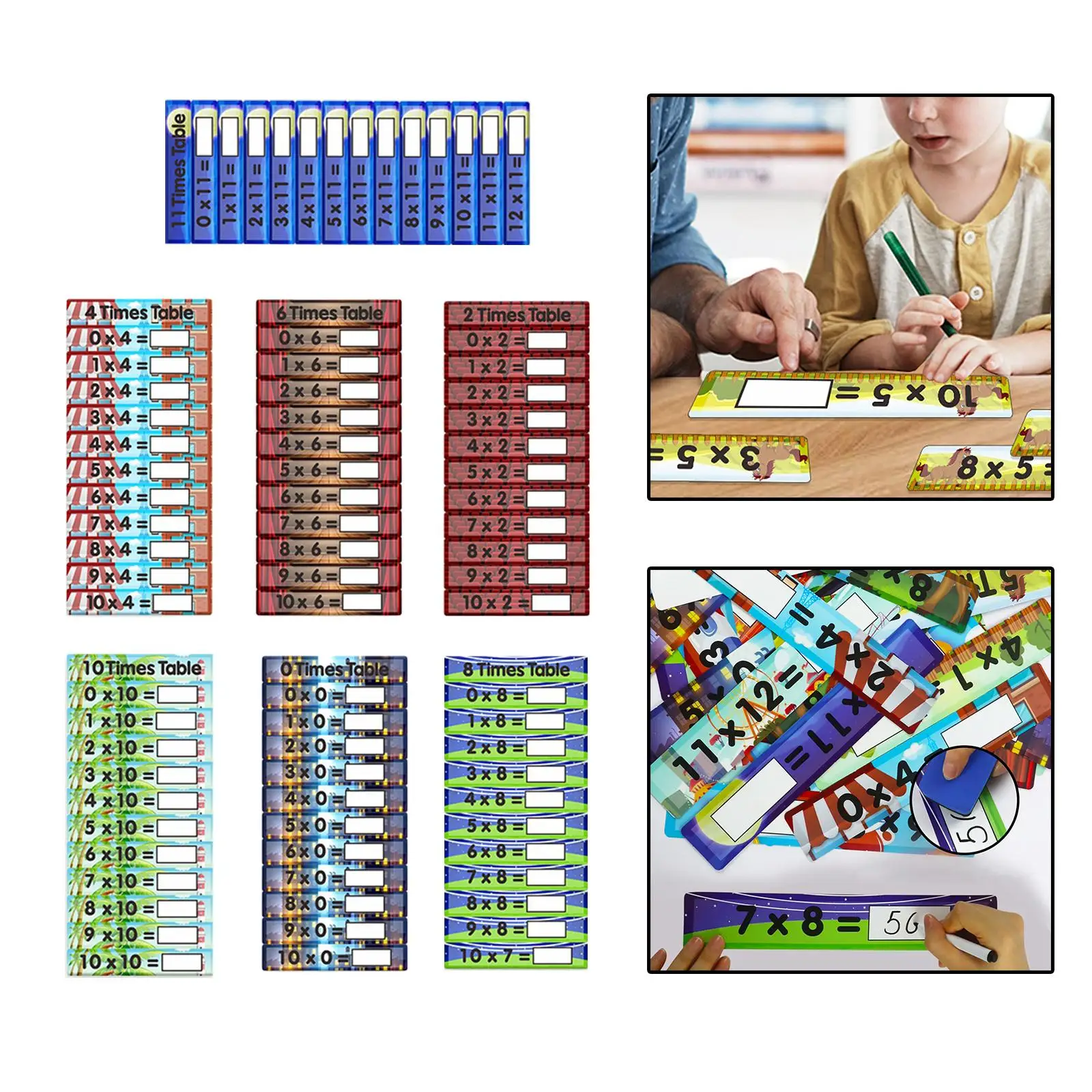 88x คูณการ์ด Erasable ของเล่นพัฒนาคณิตศาสตร์ช่วยสอนสําหรับเนอสเซอรี่