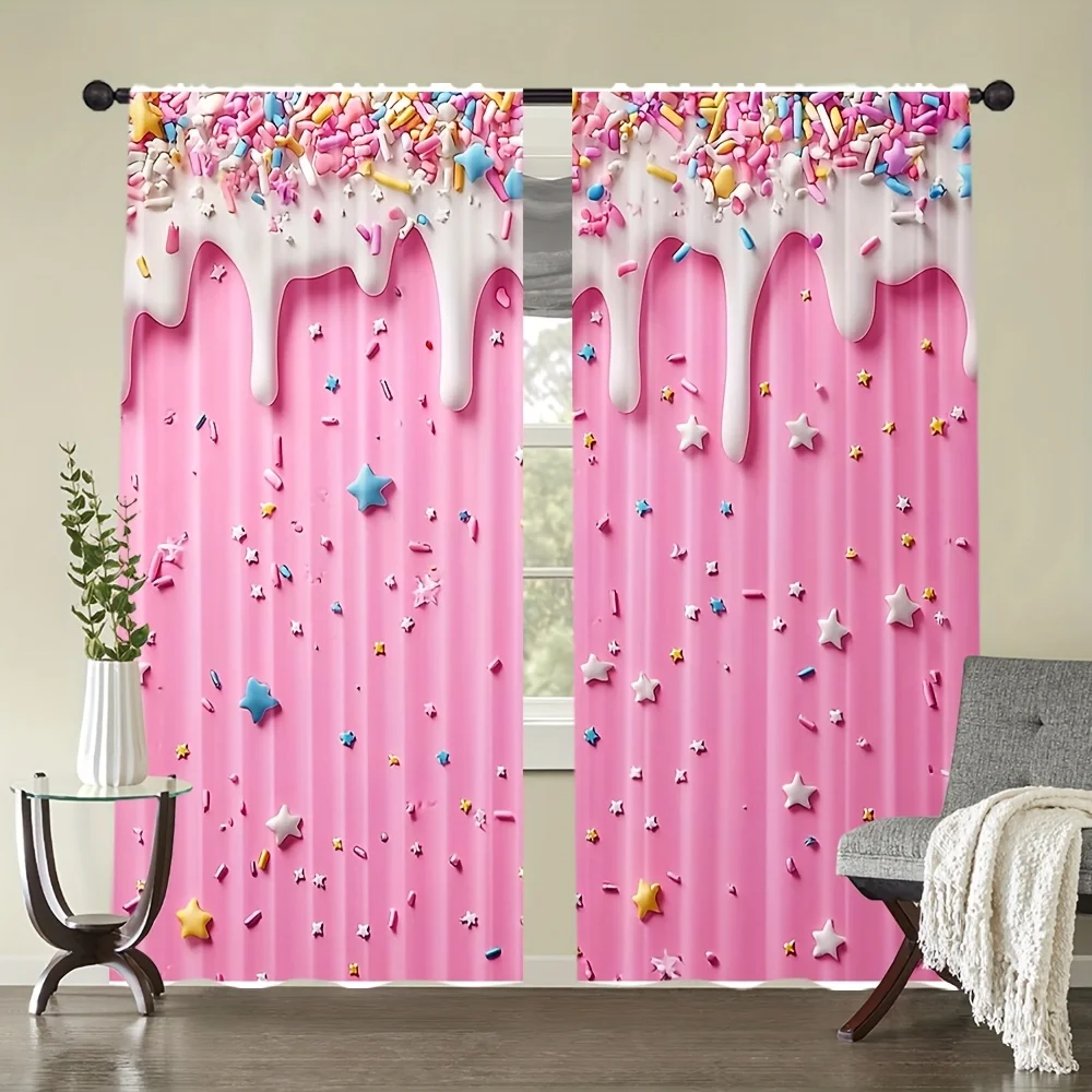 Fun Candy Sprinkle Shower Curtain Pink Dreamy Sweet Party Bathroom Decor Waterproof Curtain