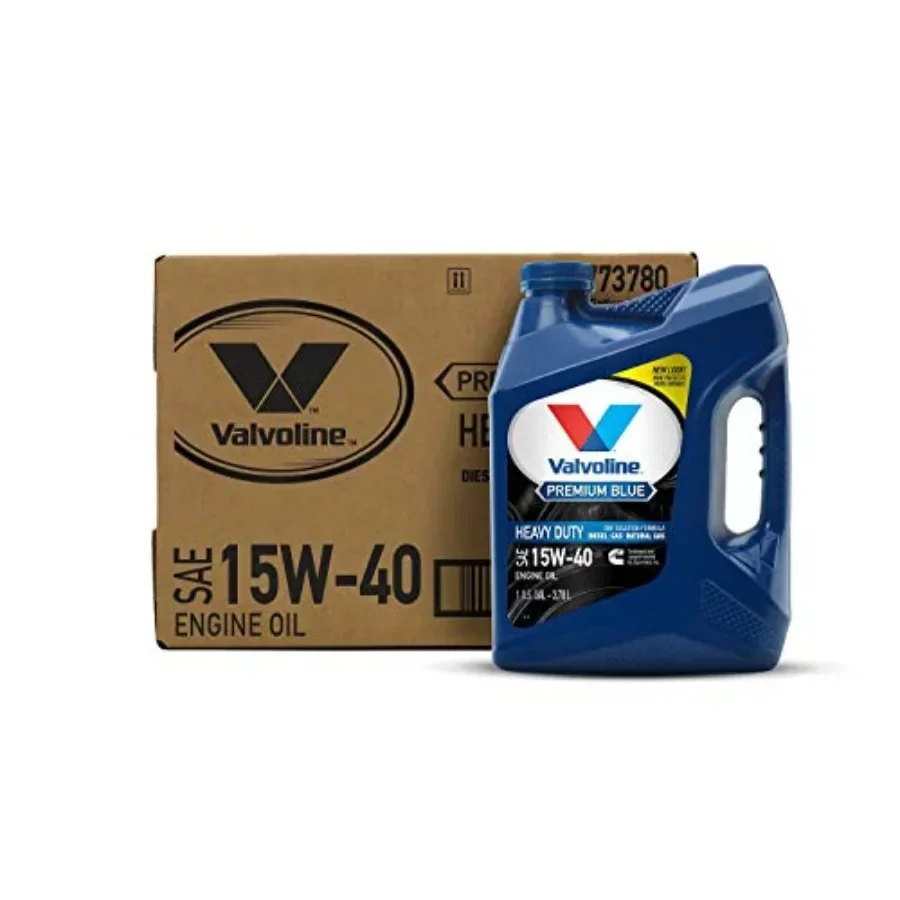 

Diesel engine oil for heavy-duty trucks and construction equipment, SAE 15W-40 synthetic blend, blue color, premium wear protec