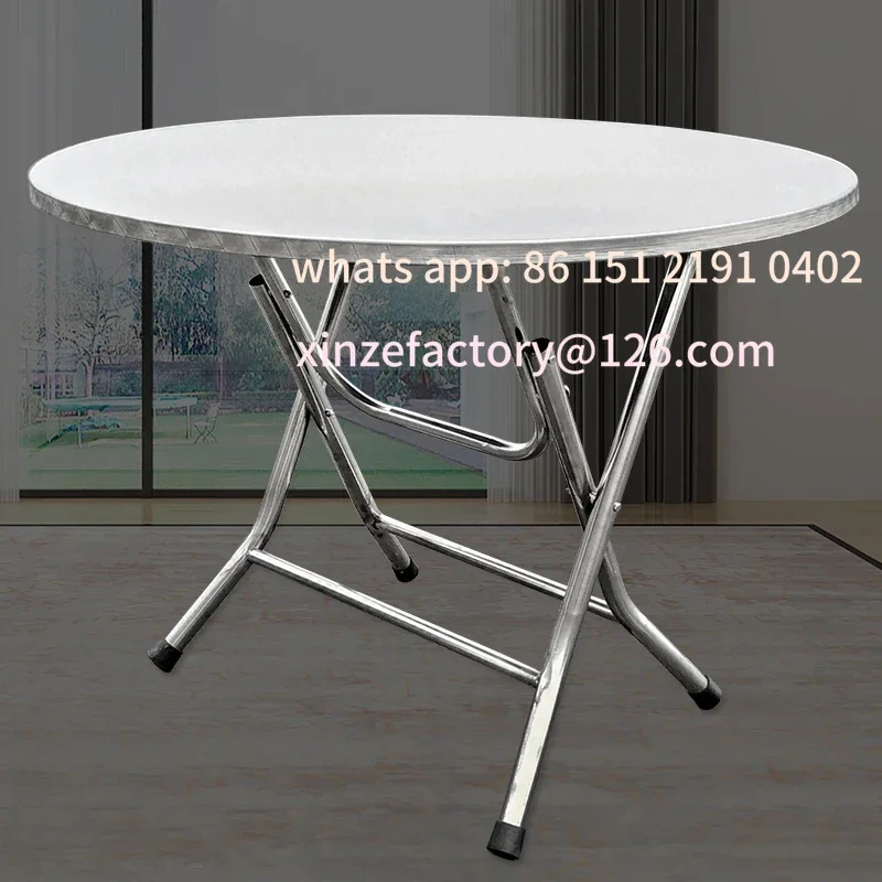 

Customizable 1.2 meters 1 stainless steel folding table dining table household eating round round table top can be folded activi