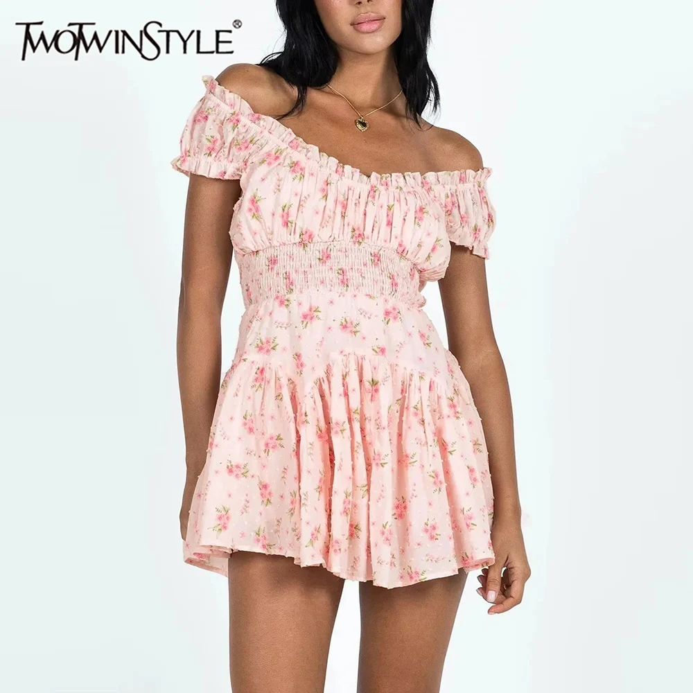 TWOTWINSTYLE Hit Farbe Abnehmen Kleider für Frauen O Hals Ärmellose Hohe Taille Temperament Kleid Weibliche Mode Neue