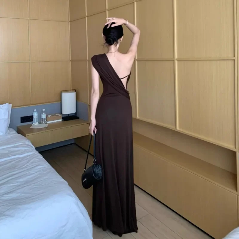 

Floral Print Cowl Neck Spaghetti Strap Maxi Dress For Women Elegant Slim Fit Waist Tie Backless Long Dress Summer Party Vacation