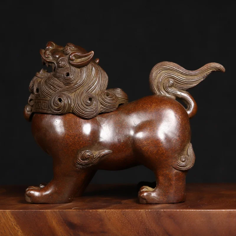 Old Patina Copper Sky Roaring Beast Incense Burner Ornament New Chinese Style Home Office Collection Decorative Incense Burner G