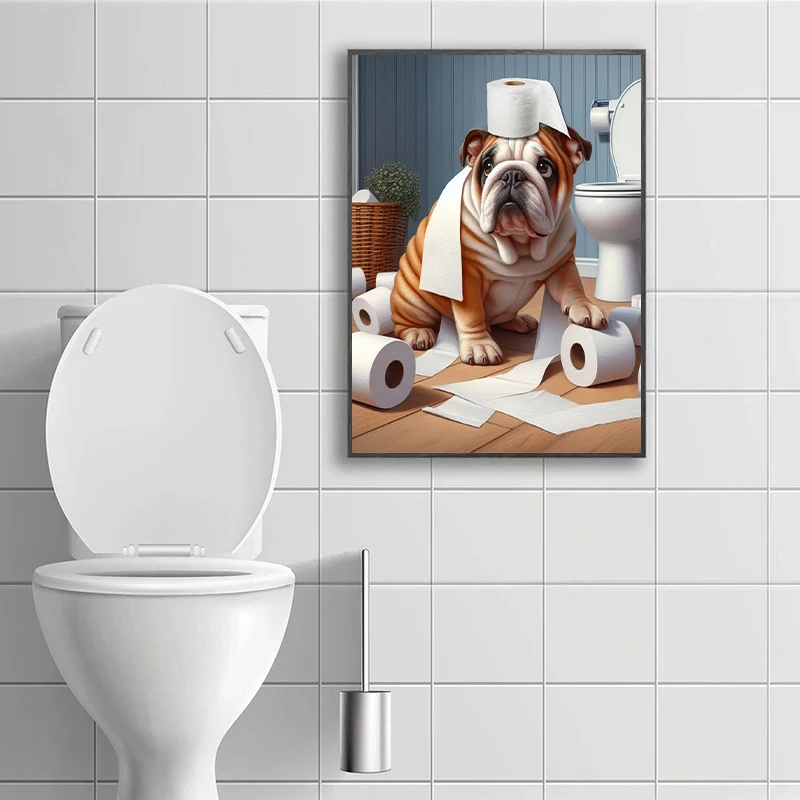 Funny Boxer Shower Bathroom Chihuahua Toilet Chocolate Labrador Poster Print Wall Art Pictures Canvas Painting Room Home Decor