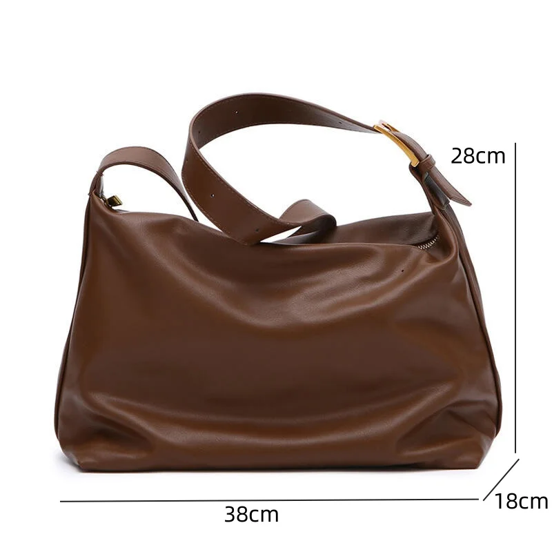 Women\'s Bags Tote Bags Fashion Shoulder Bags Soft Leather Leisure Versatile High Capacity Korean Retro Solid Color Crossbody Bag