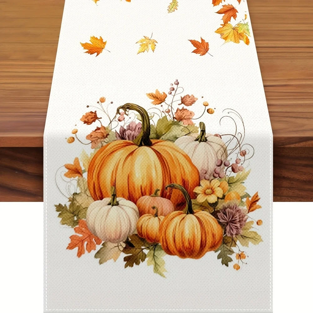 1 Stück Herbst-Tischläufer zum Erntedankfest – Herbst-Kürbis- und Sonnenblumen-Design 45 x 30, 90 x 33, 150 x 33, 180 x 33, 220 x 33, 260 x 33