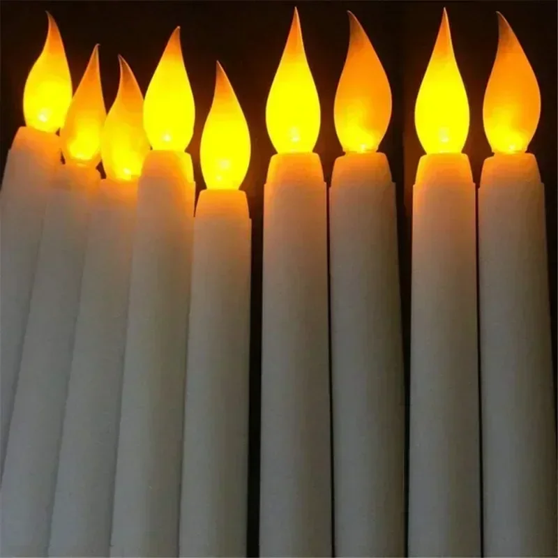 1/6Pcs Long LED Candles Flameless Pointed Candle Lights Battery Powered Candle Lamps Flickering Candle Light Party Xmas Decor