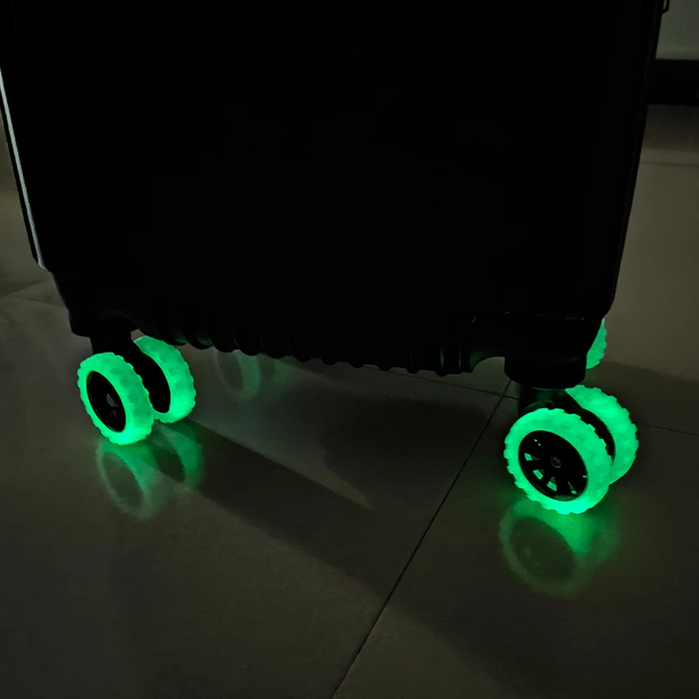 8Pcs Luminous Luggage Wheels Protector Silicone Suitcase Wheels Caster Shoes Glowing Travel Luggage Reduce Noise Wheels Cover