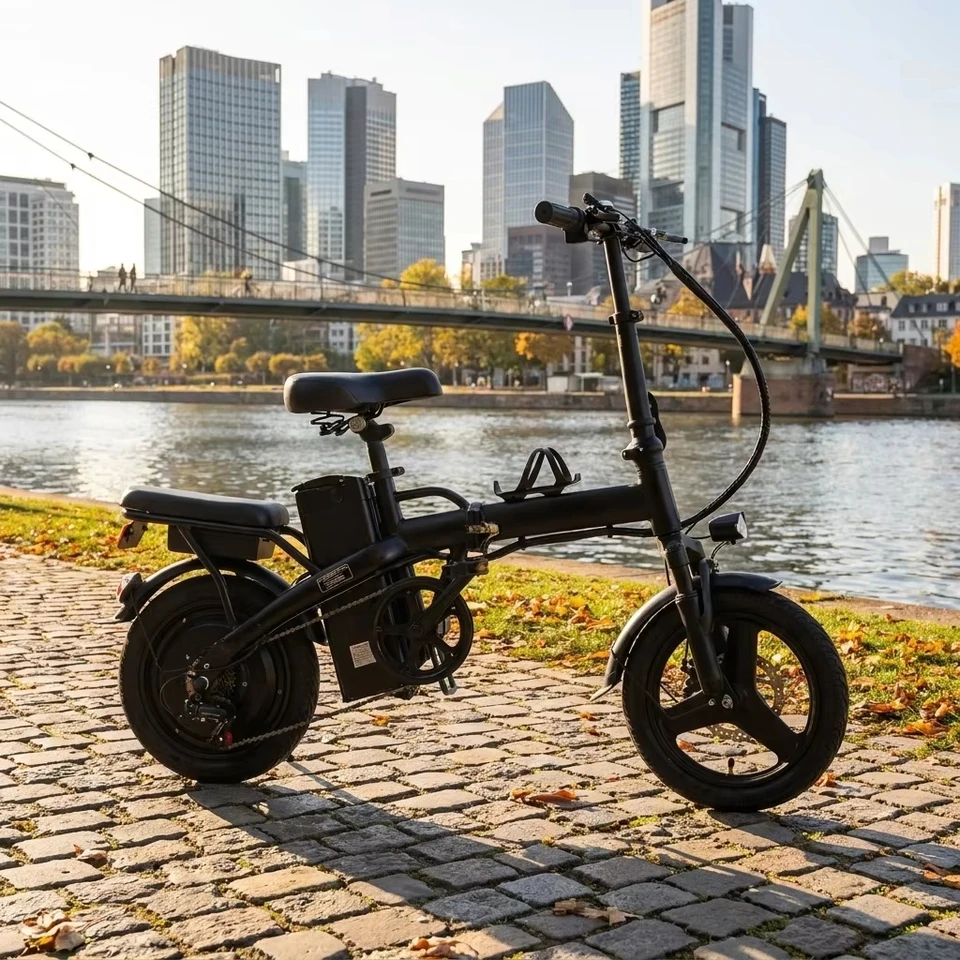 14 Inch Folding Electric Bike for Adults 500W Peak Brushless Motor 35° Climbing Detachable Lithium Battery Dual Seat Dual Disc Brake Portable Foldable City Commuter E Bicycle image 6