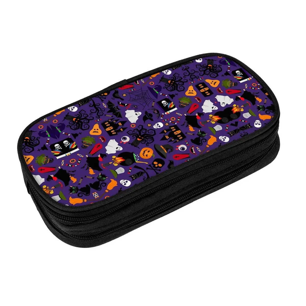 Halloween Seamless Pattern Vector Pencil Case Canvas Pencil Pouch Boy Girl Lovely Big School Pencil Cases Supplies