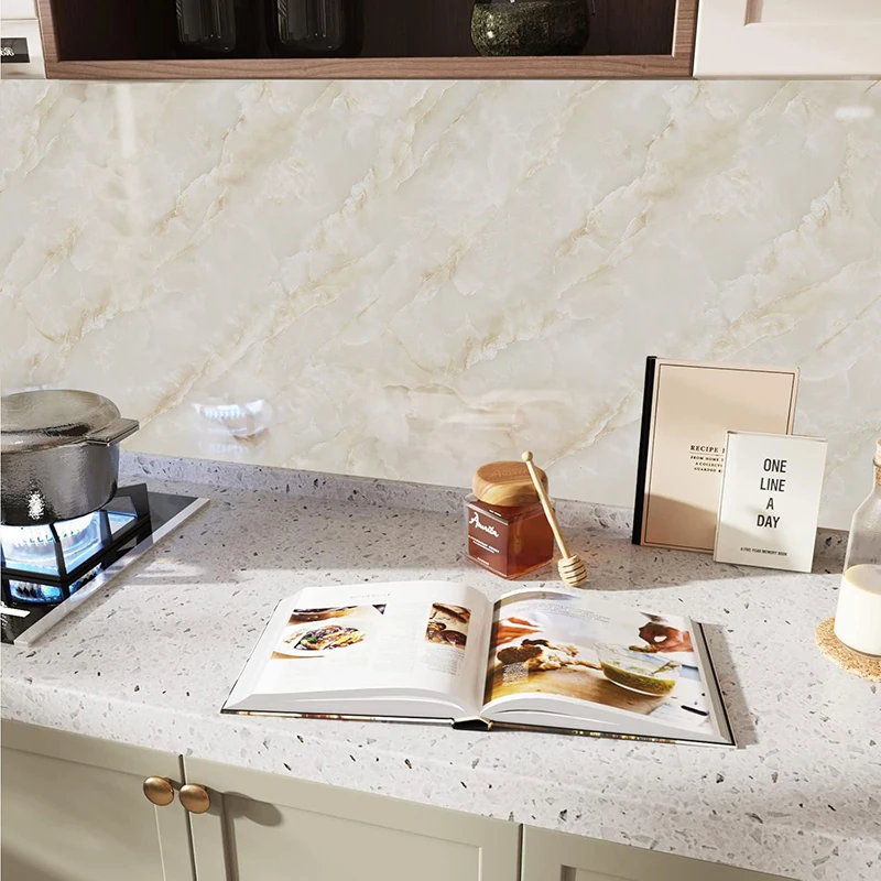 نسيج رخامي مقاوم للماء ورق اتصال ذاتي اللصق بلاط الحمام أرضية خزانة PVC خلفية أثاث المطبخ ملصقات الحائط