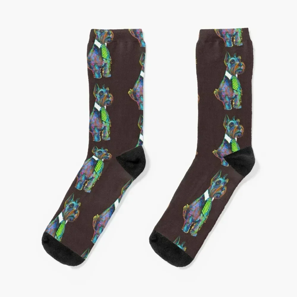 Schnauzer with necktie by Robert Phelps Socks new year Children's Ladies Socks Men's