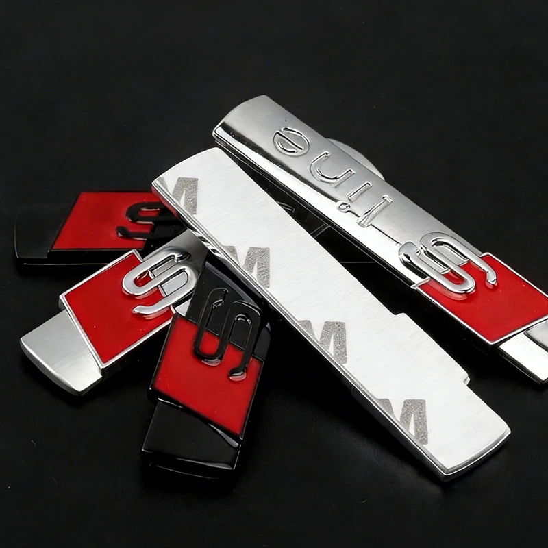 Autocollants 3D en métal avec logo S Line, 2 pièces, pour Audi A3 A4 A5 A6 Q3 Q5 Q7 TT RS, accessoires de décoration pour garde-boue latéral et coffre de voiture