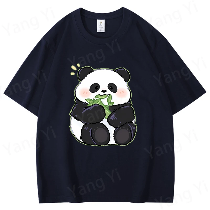 Funny Cartoon Chinese Style Panda Printed Shirt Men Women Casual Personality T-shirt Unisex Summer Cute Cute Pattern Cotton Top
