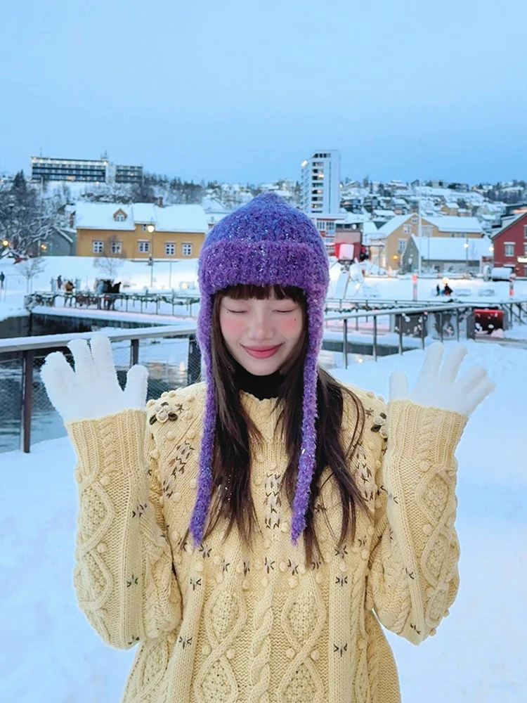 

Вязаный вручную шерстяной свитер Danon Wild Bean с 3D цветами, мягкий, из смешанного волокна, с длинными рукавами, круглым вырезом, для отдыха