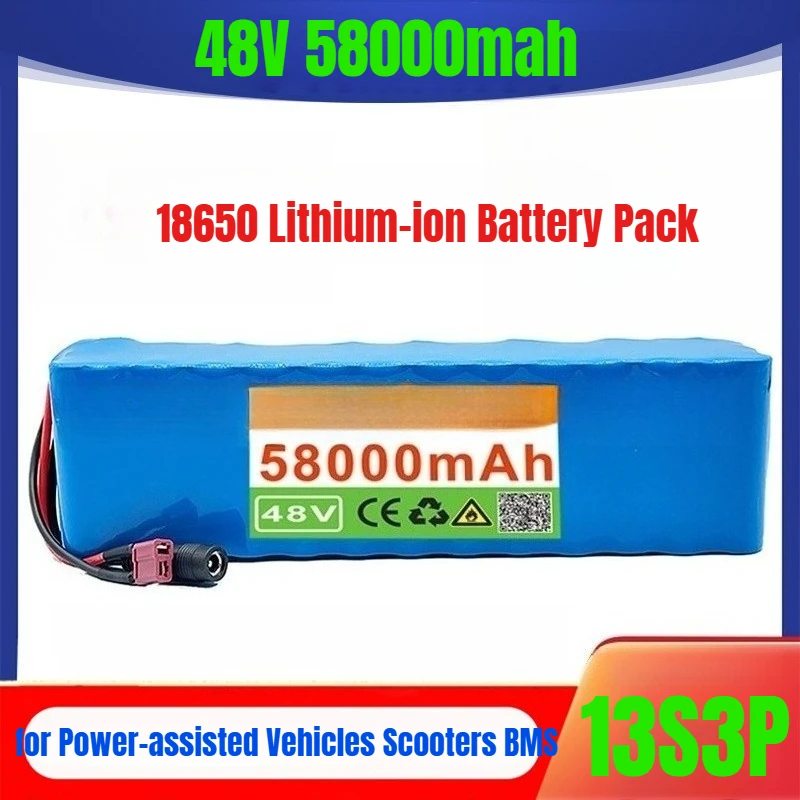 

13S3P 48V 58000mah 18650 Lithium-ion Battery Pack for Power-assisted Vehicles Scooters BMS