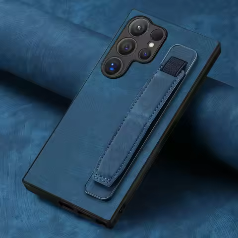 Wrist Strap Leather Case for Samsung Galaxy S25 Ultra S24 S23 S22 S20 FE Note 20 S 24 Plus 23 22 21 Lens 360 Protect Bumper Etui