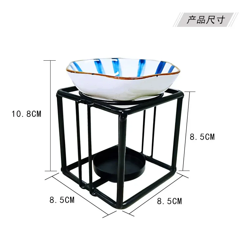 Декоративная железная масляная горелка и восковой нагреватель с синим рисунком