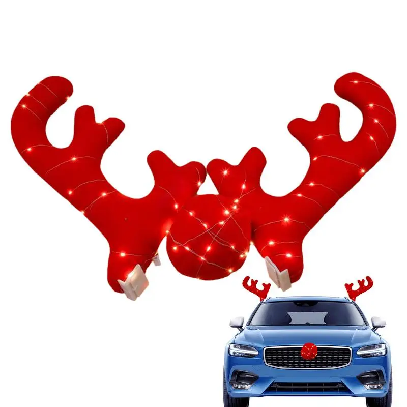 Deer Antlers Car Christmas Reindeer Antlers auto Decoration Car Truck Costume Christmas Deer Horn For Car Window Roof-Top