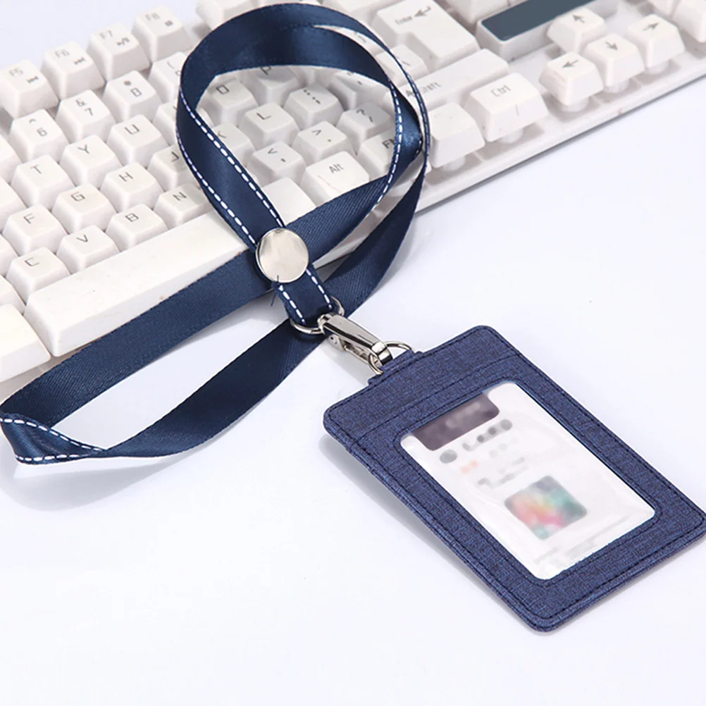 

2 Pcs Card Holder Lightweight Id Holder Compact Pu Badge Holders Work Student Cards Entrance Cards Lanyards